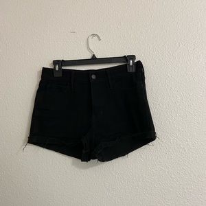 Black denim shorts